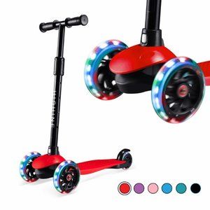 3 wheel Kick Scooter for Kids with Light-up Wheels and Adjustable Height for 2